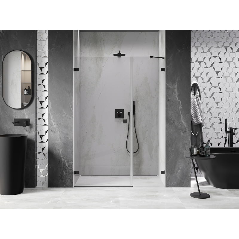 Mexen Lunar-B porte de douche pivotante à gauche 125 cm, transparent, noir - 832S-125-050-70-00-L