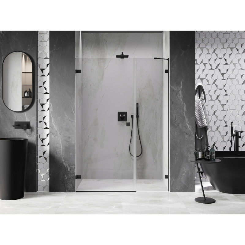 Mexen Lunar-B porte de douche pivotante gauche 130 cm, transparent, noir - 832S-130-050-70-00-L