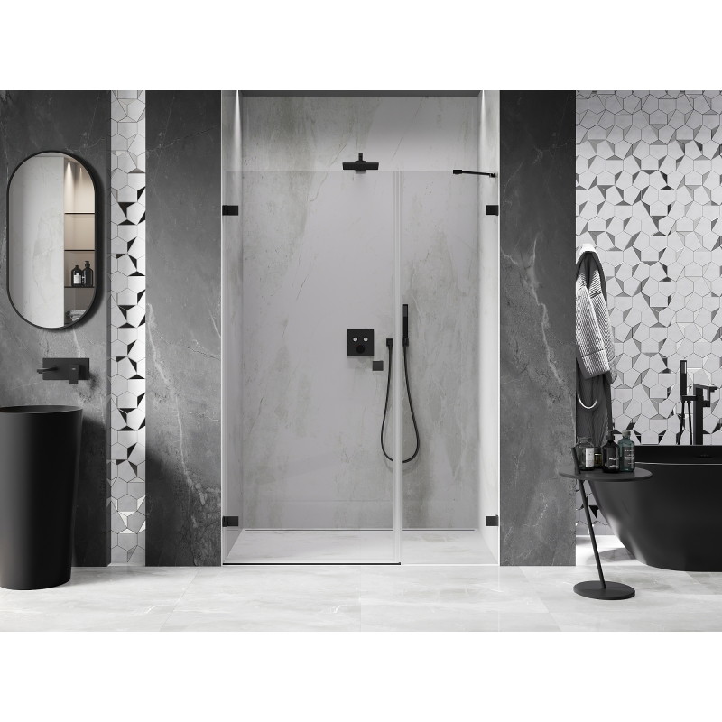 Mexen Lunar-B porte de douche pivotante gauche 130 cm, transparent, noir - 832S-130-050-70-00-L