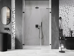 Mexen Lunar-B porte de douche battante gauche 135 cm, transparent, noir - 832S-135-050-70-00-L