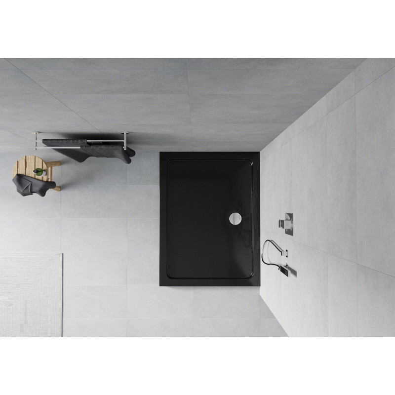 Mexen Flat receveur de douche rectangulaire slim 130 x 80 cm, noir, siphon chromé - 40708013