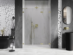 Mexen Lunar-F porte de douche pliantes droite 140 cm, transparent, or brossé - 836S-140-050-55-00-P