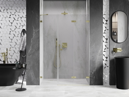 Mexen Lunar-F porte de douche pliantes droites 150 cm, transparentes, doré brossé - 836S-150-050-55-00-P