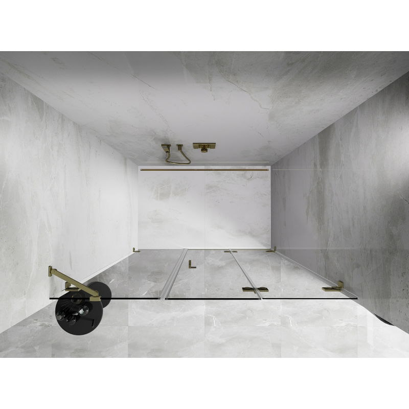 Mexen Lunar-F porte de douche pliantes droites 150 cm, transparentes, doré brossé - 836S-150-050-55-00-P