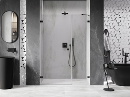 Mexen Lunar-B porte de douche battante gauche 140 cm, transparent, noir - 832S-140-050-70-00-L