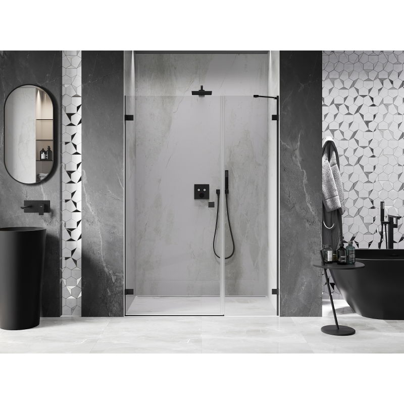 Mexen Lunar-B porte de douche pivotante gauche 150 cm, transparent, noir - 832S-150-050-70-00-L