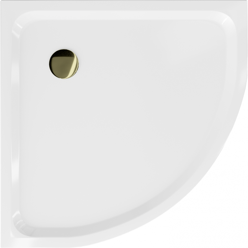 Mexen Flat receveur de douche demi-circulaire slim 100 x 100 cm, blanc, siphon doré - 41101010G