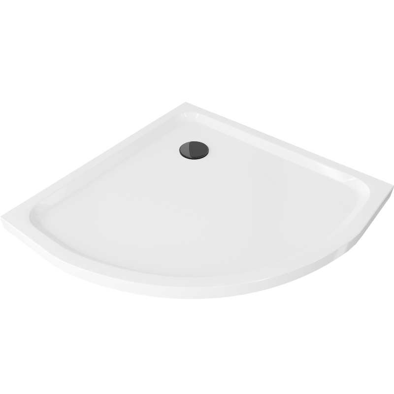 Mexen Flat receveur de douche demi-circulaire slim 100 x 100 cm, blanc, siphon noir - 41101010B