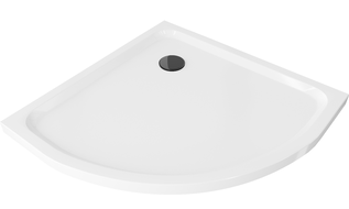 Mexen Flat receveur de douche demi-circulaire slim 100 x 100 cm, blanc, siphon noir - 41101010B