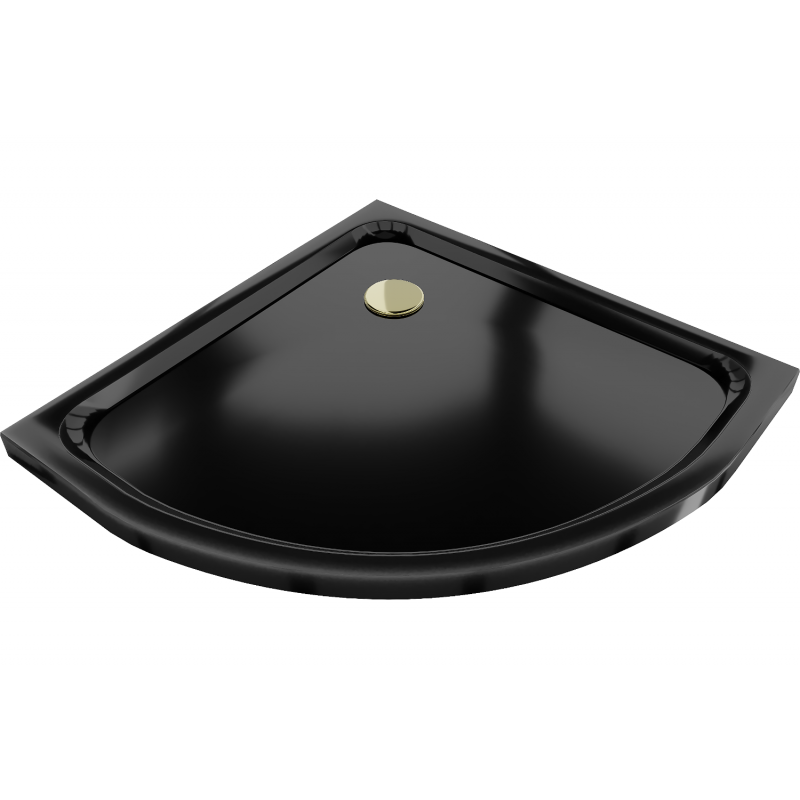Mexen Flat receveur de douche demi-circulaire slim 100 x 100 cm, noir, siphon doré - 41701010G