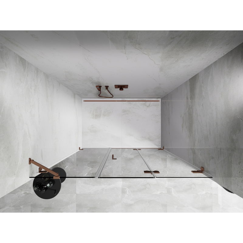 Mexen Lunar-F porte de douche pliantes droite 125 cm, transparent, cuivre brossé - 836S-125-050-65-00-P