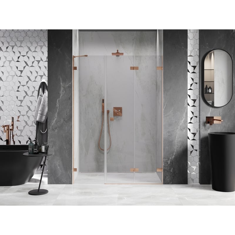 Mexen Lunar-F porte de douche pliantes à droite 135 cm, transparent, cuivre brossé - 836S-135-050-65-00-P