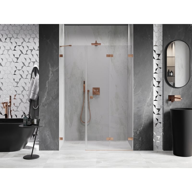 Mexen Lunar-F porte de douche pliantes à droite 135 cm, transparent, cuivre brossé - 836S-135-050-65-00-P