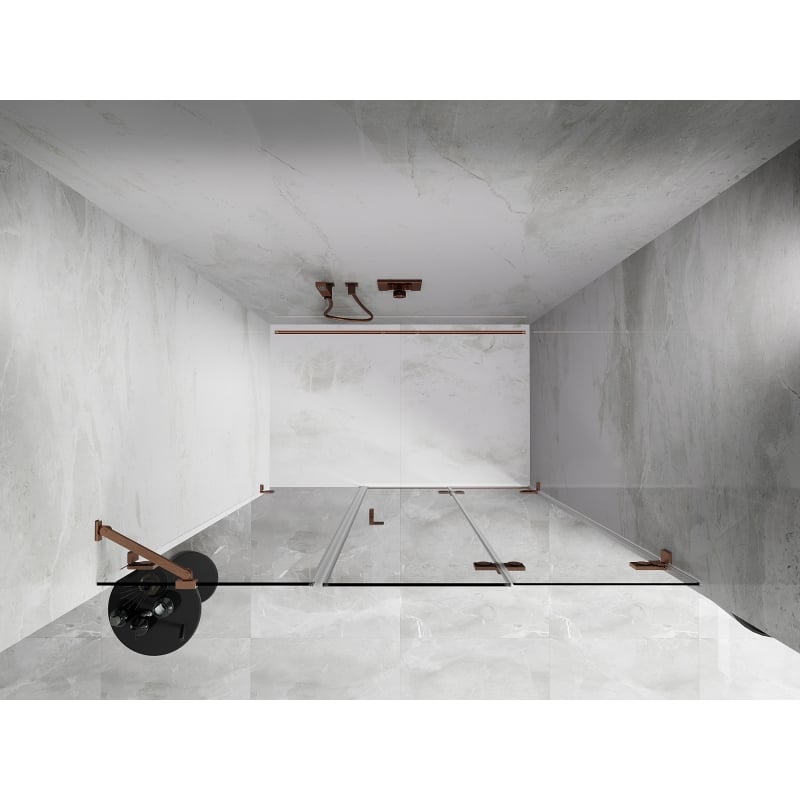 Mexen Lunar-F porte de douche pliantes à droite 135 cm, transparent, cuivre brossé - 836S-135-050-65-00-P