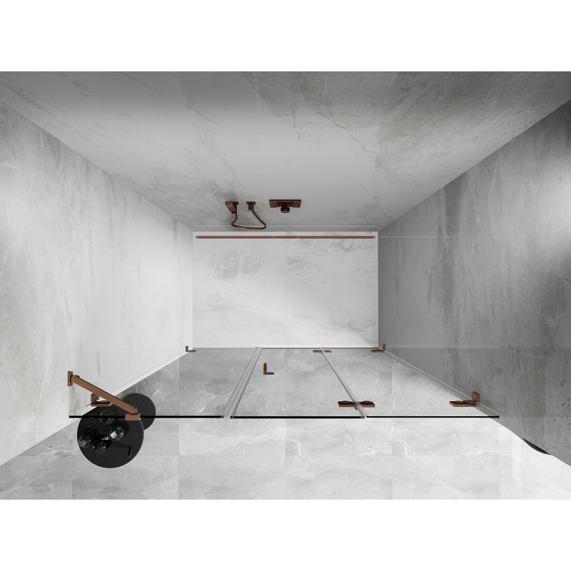 Mexen Lunar-F porte de douche pliable droite 145 cm, transparent, cuivre brossé - 836S-145-050-65-00-P