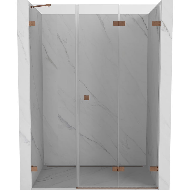 Mexen Lunar-F porte de douche pliantes droites 150 cm, transparent, cuivre brossé - 836S-150-050-65-00-P