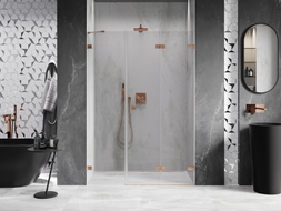 Mexen Lunar-F porte de douche pliantes droites 150 cm, transparent, cuivre brossé - 836S-150-050-65-00-P