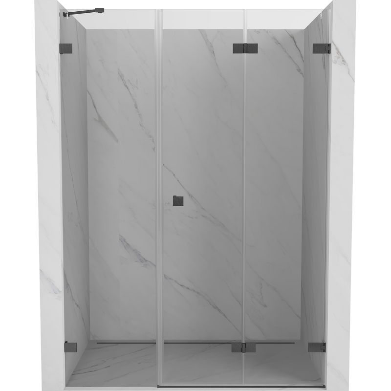Porte de douche pliante droite Mexen Lunar-F 140 cm, transparent, gun gray brossé - 836S-140-050-66-00-P