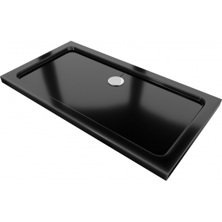 Mexen Flat receveur de douche rectangulaire slim 140 x 70 cm, Noir, siphon Chrome - 40707014