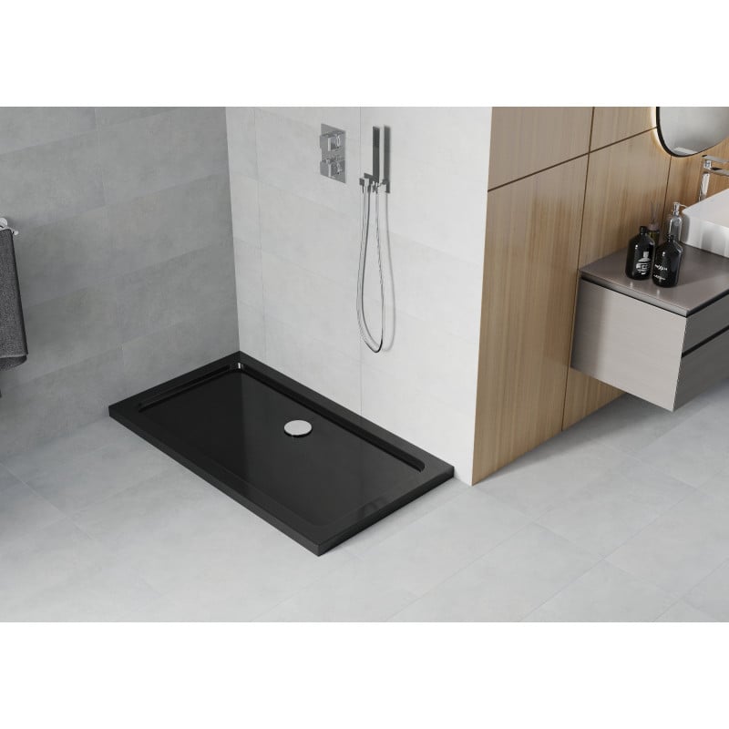Mexen Flat receveur de douche rectangulaire slim 140 x 70 cm, noir, siphon chromé - 40707014