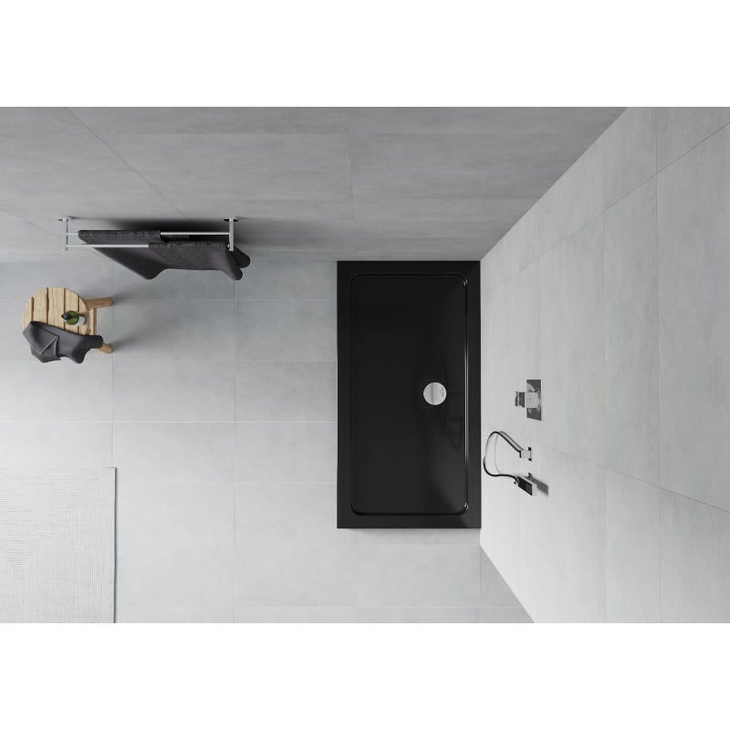 Mexen Flat receveur de douche rectangulaire slim 140 x 70 cm, noir, siphon chromé - 40707014