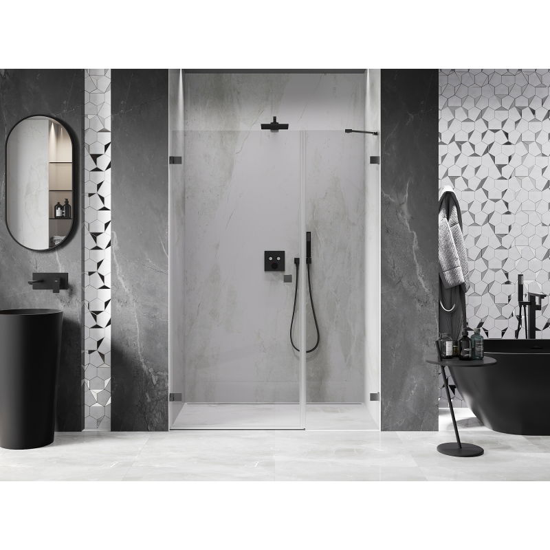 Mexen Lunar-B porte de douche battante gauche 130 cm, transparent, métal canon - 832S-130-050-95-00-L