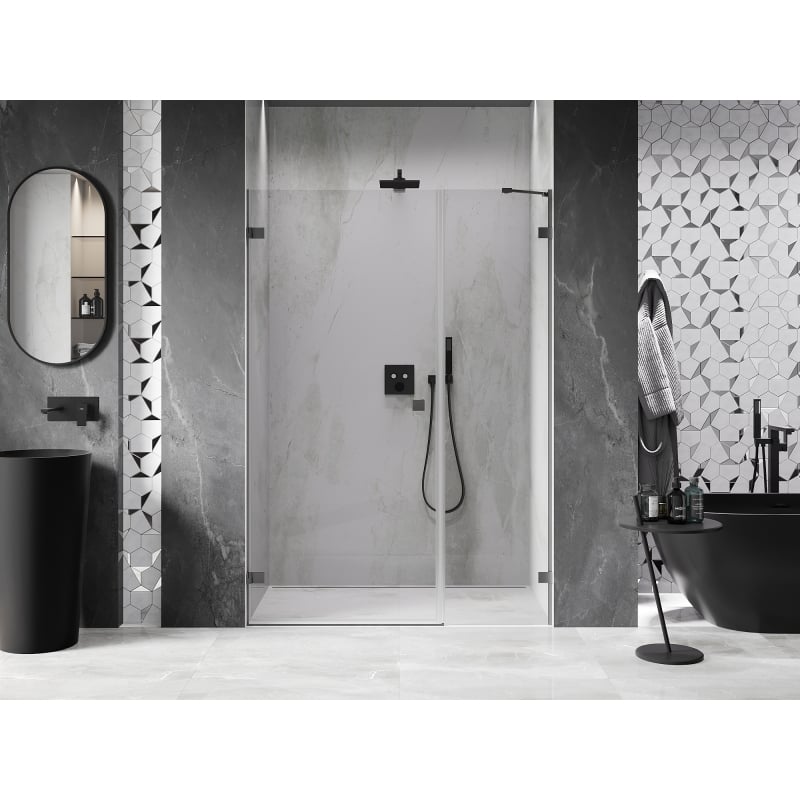 Mexen Lunar-B porte de douche pivotante gauche 145 cm, transparent, métal canon - 832S-145-050-95-00-L