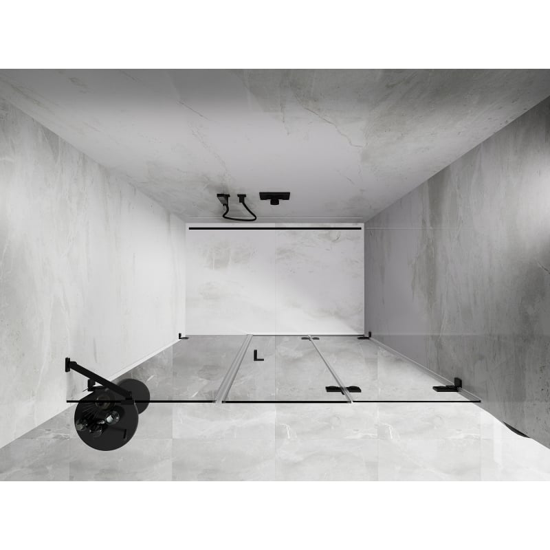 Mexen Lunar-F porte de douche pliantes droite 130 cm, transparentes, noires - 836S-130-050-70-00-P
