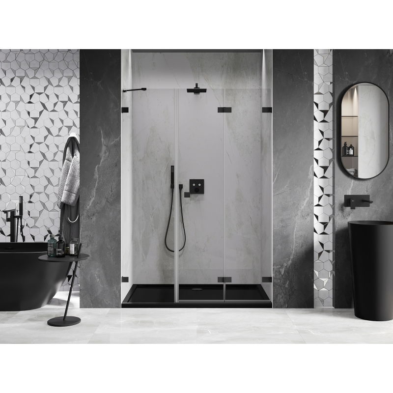Mexen Lunar-F portes de douche pliantes à droite 140 cm, transparentes, noires - 836S-140-050-70-00-P