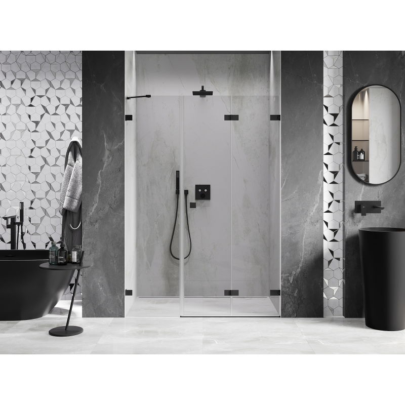 Mexen Lunar-F porte de douche pliantes droite 145 cm, transparentes, noires - 836S-145-050-70-00-P