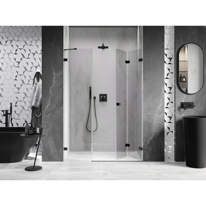 Mexen Lunar-F porte de douche pliante droite 150 cm, transparent, noir - 836S-150-050-70-00-P