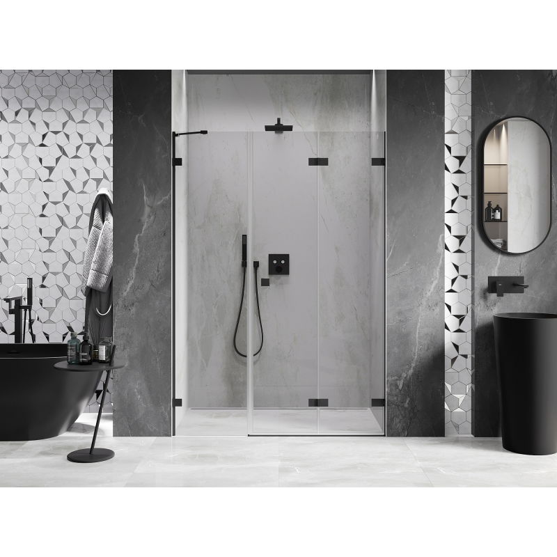 Mexen Lunar-F porte de douche pliante droite 150 cm, transparent, noir - 836S-150-050-70-00-P