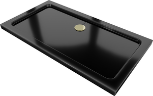 Mexen Flat receveur de douche rectangulaire slim 140 x 70 cm, Noir, siphon Or - 40707014G