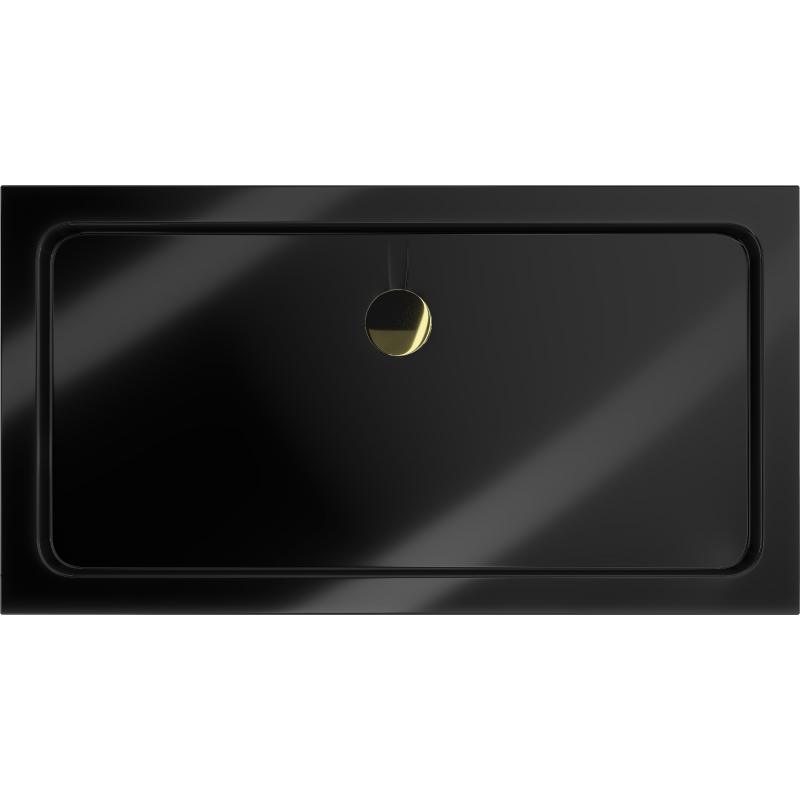 Mexen Flat receveur rectangulaire slim 140 x 70 cm, noir, siphon doré - 40707014G