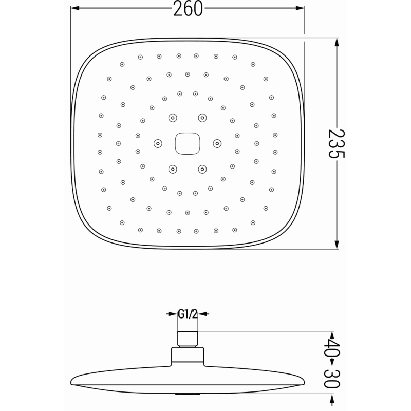 Mexen D-22 pomme de douche 26x23 cm, noire - 79722-70