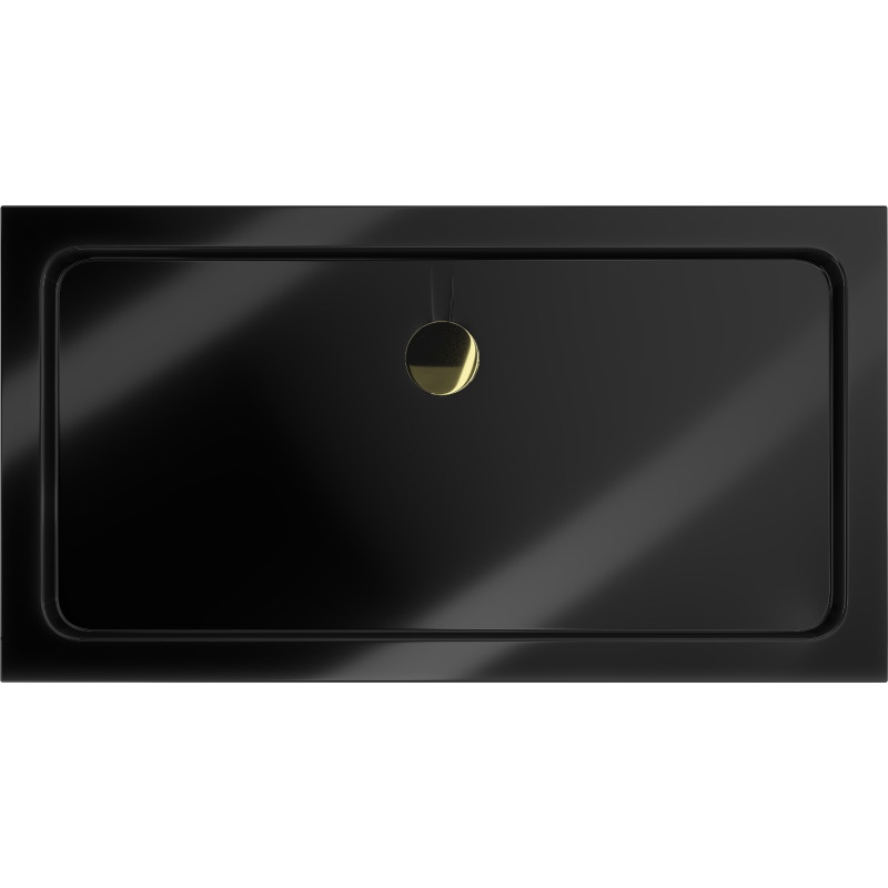Mexen Flat receveur de douche rectangulaire slim 130 x 70 cm, noir, siphon doré - 40707013G