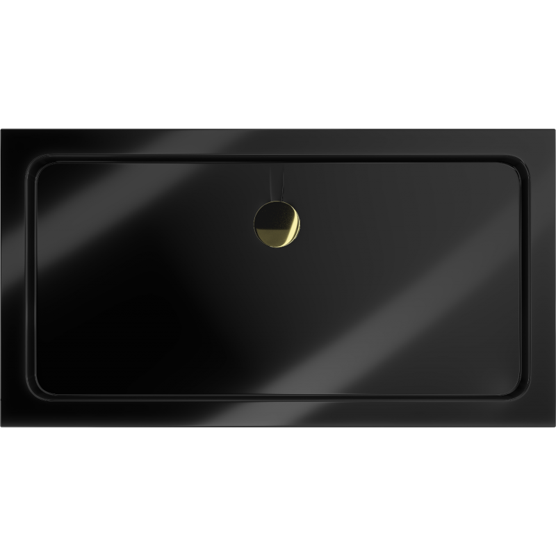 Mexen Flat receveur rectangulaire slim 130 x 70 cm, noir, siphon doré - 40707013G