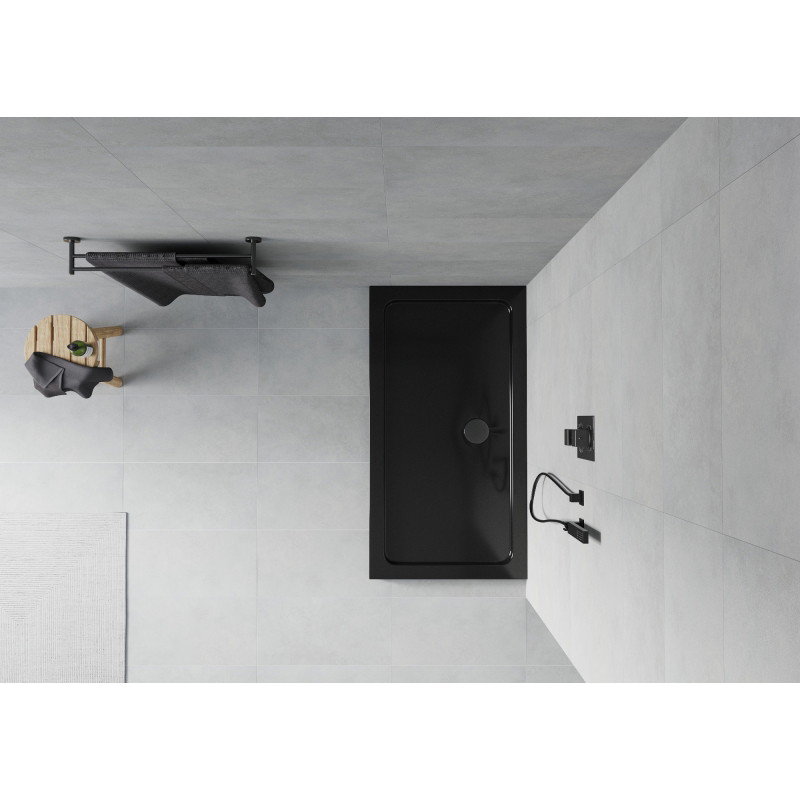 Mexen Flat receveur rectangulaire slim 130 x 70 cm, noir, siphon noir - 40707013B