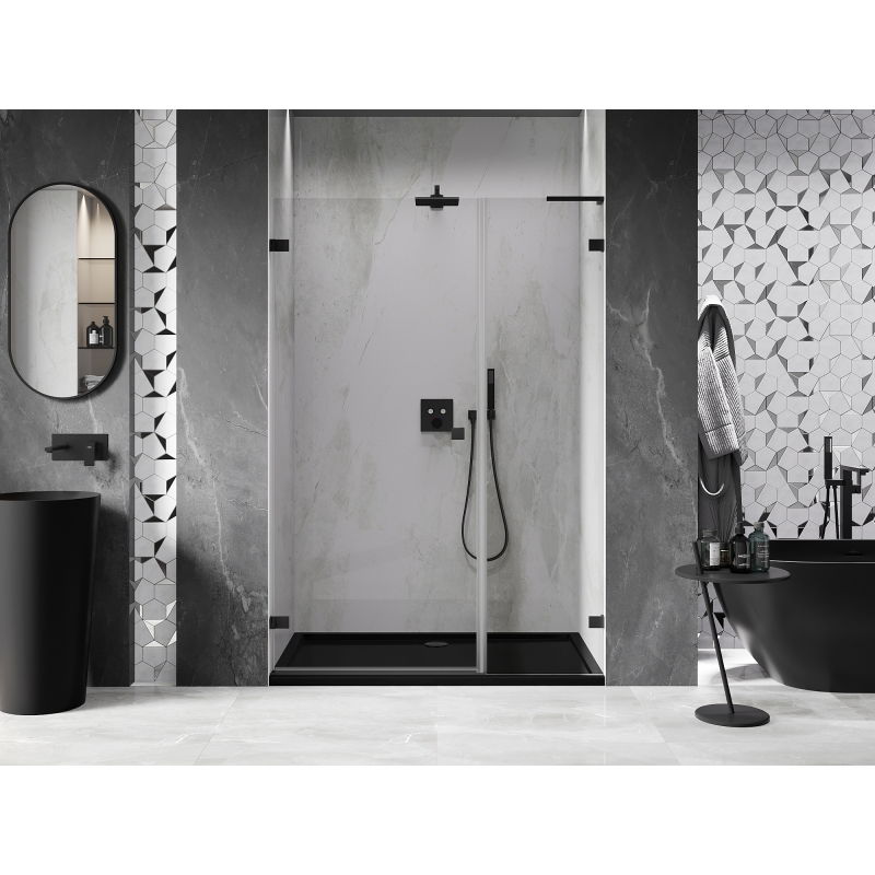 Mexen Lunar-B L porte de douche pivotante gauche 150 cm, transparent, noir - 832SL-150-050-70-00-L