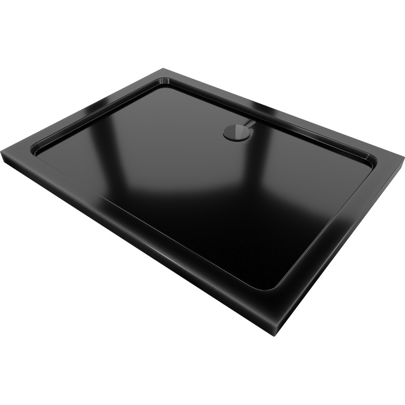 Mexen Flat receveur rectangulaire slim 110 x 80 cm, noir, siphon noir - 40708011B