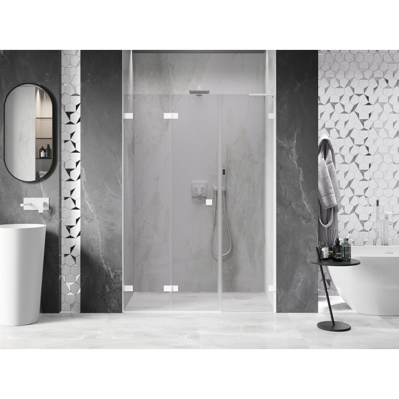 Mexen Lunar-F L porte de douche pliante gauche 125 cm, transparent, blanc - 836SL-125-050-20-00-L