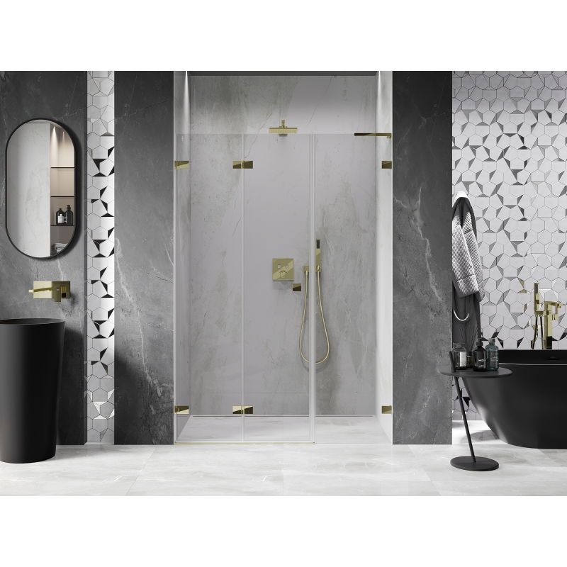 Mexen Lunar-F L porte de douche pliante gauche 125 cm, transparent, doré - 836SL-125-050-50-00-L