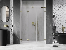 Mexen Lunar-F L porte de douche pliante gauche 125 cm, transparent, doré - 836SL-125-050-50-00-L