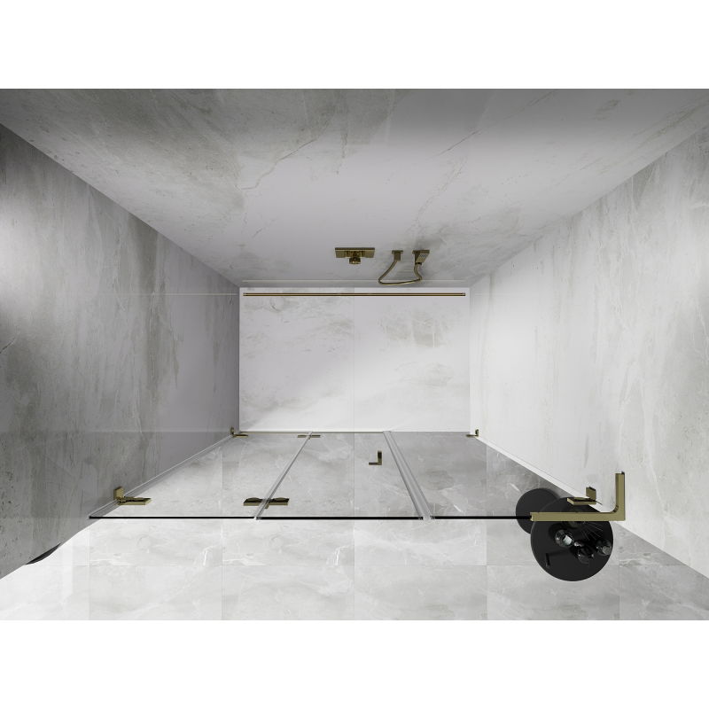 Mexen Lunar-F L porte de douche pliante gauche 130 cm, transparent, doré - 836SL-130-050-50-00-L
