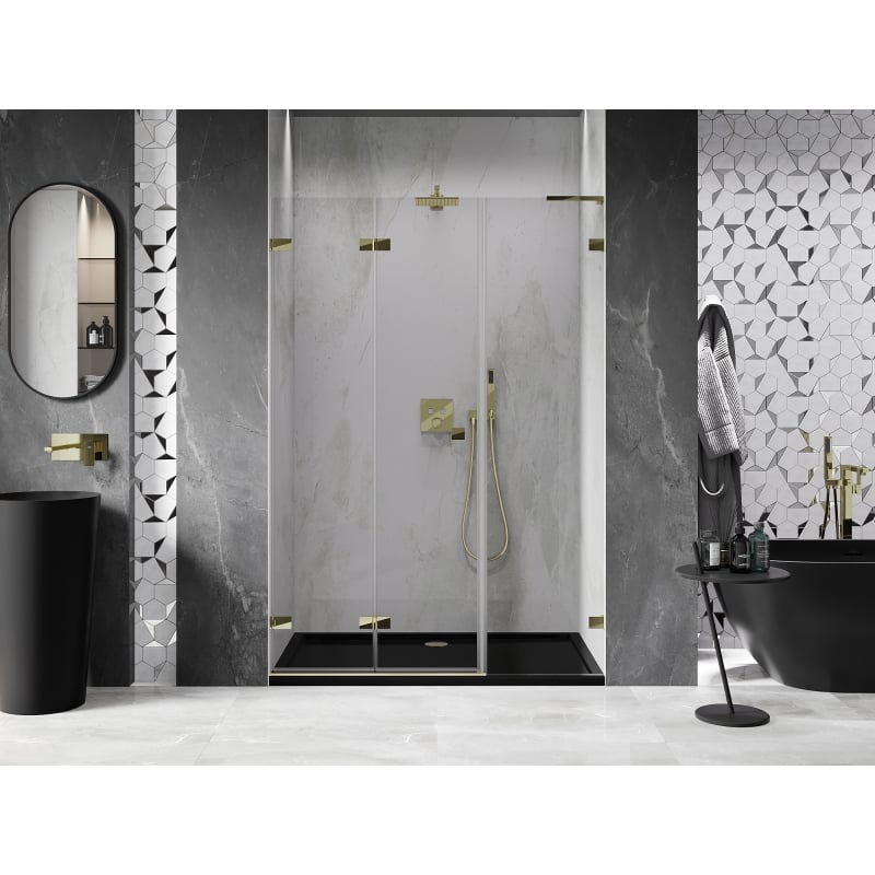 Mexen Lunar-F L porte de douche pliante gauche 135 cm, transparent, doré - 836SL-135-050-50-00-L
