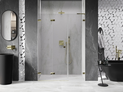Mexen Lunar-F L porte de douche pliante gauche 140 cm, transparent, or - 836SL-140-050-50-00-L
