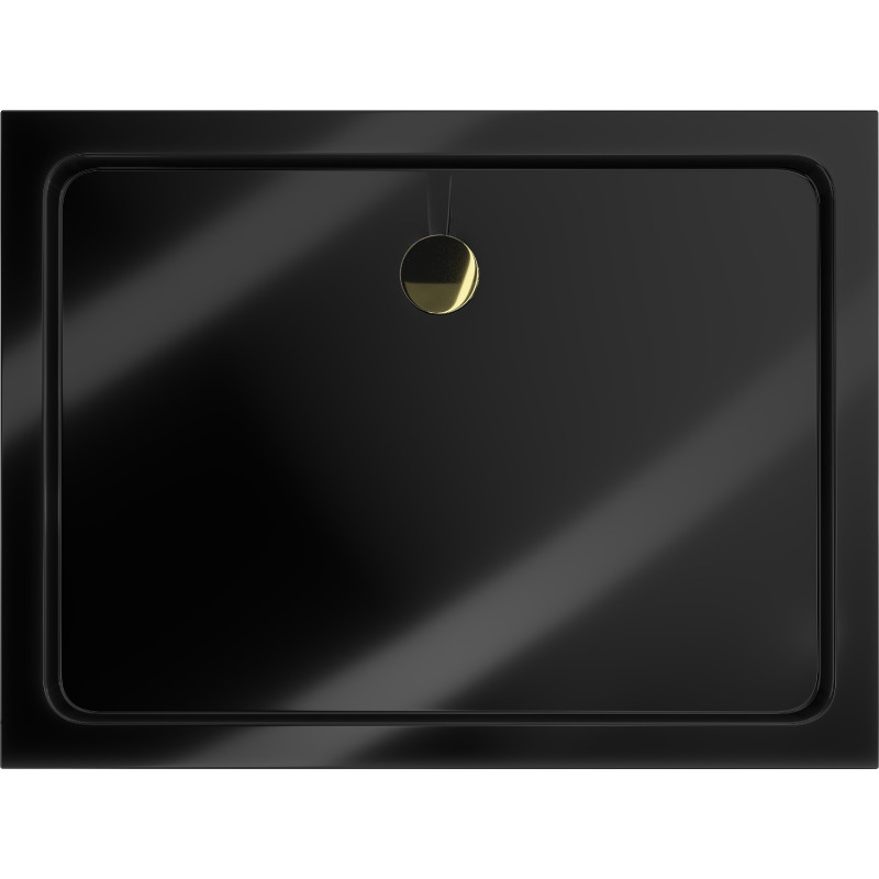Mexen Flat receveur rectangulaire slim 130 x 80 cm, noir, siphon doré - 40708013G
