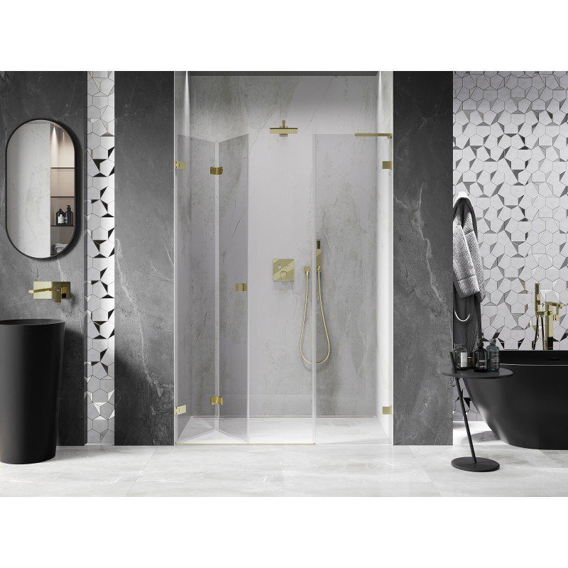Mexen Lunar-F L porte de douche pliante gauche 115 cm, transparent, or brossé - 836SL-115-050-55-00-L