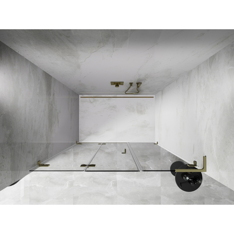 Mexen Lunar-F L porte de douche pliante gauche 130 cm, transparent, or brossé - 836SL-130-050-55-00-L