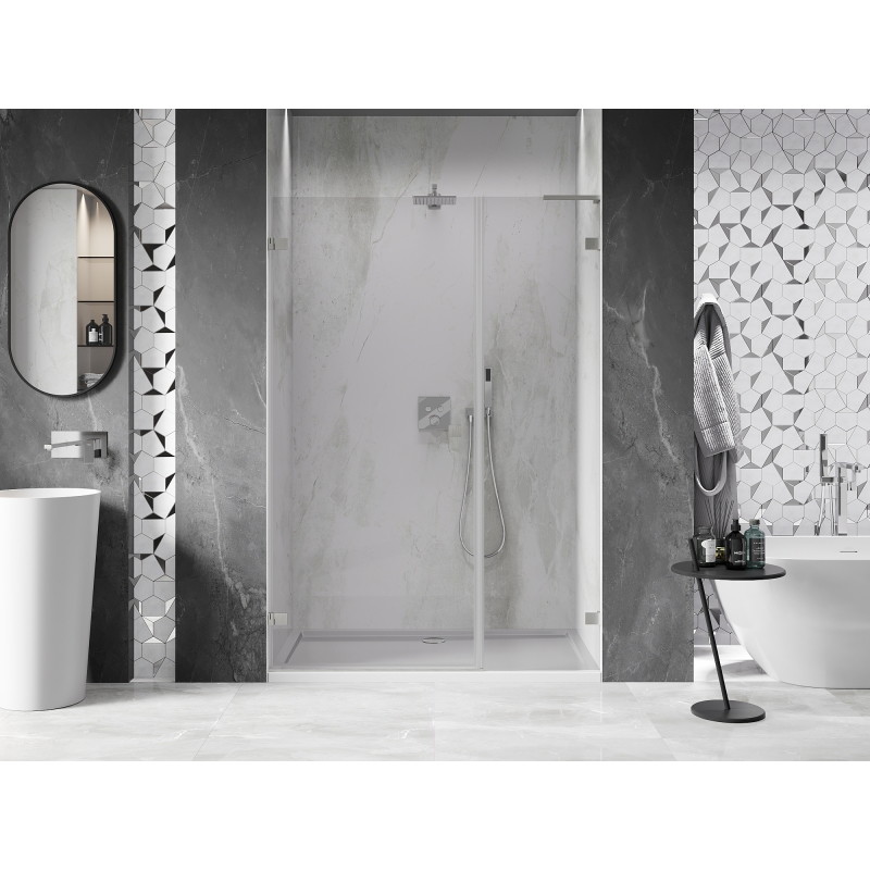 Mexen Lunar-B L porte de douche pivotante gauche 140 cm, transparent, nickel brossé - 832SL-140-050-97-00-L